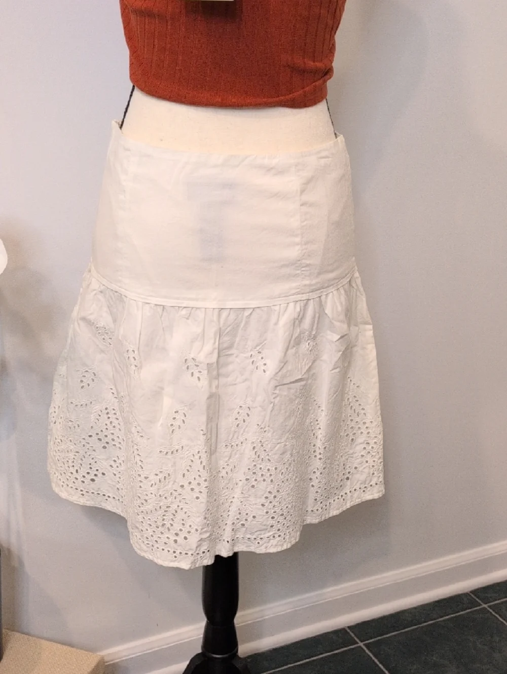 Ralph Lauren White Eyelet Circle Skirt - Picture 7 of 8
